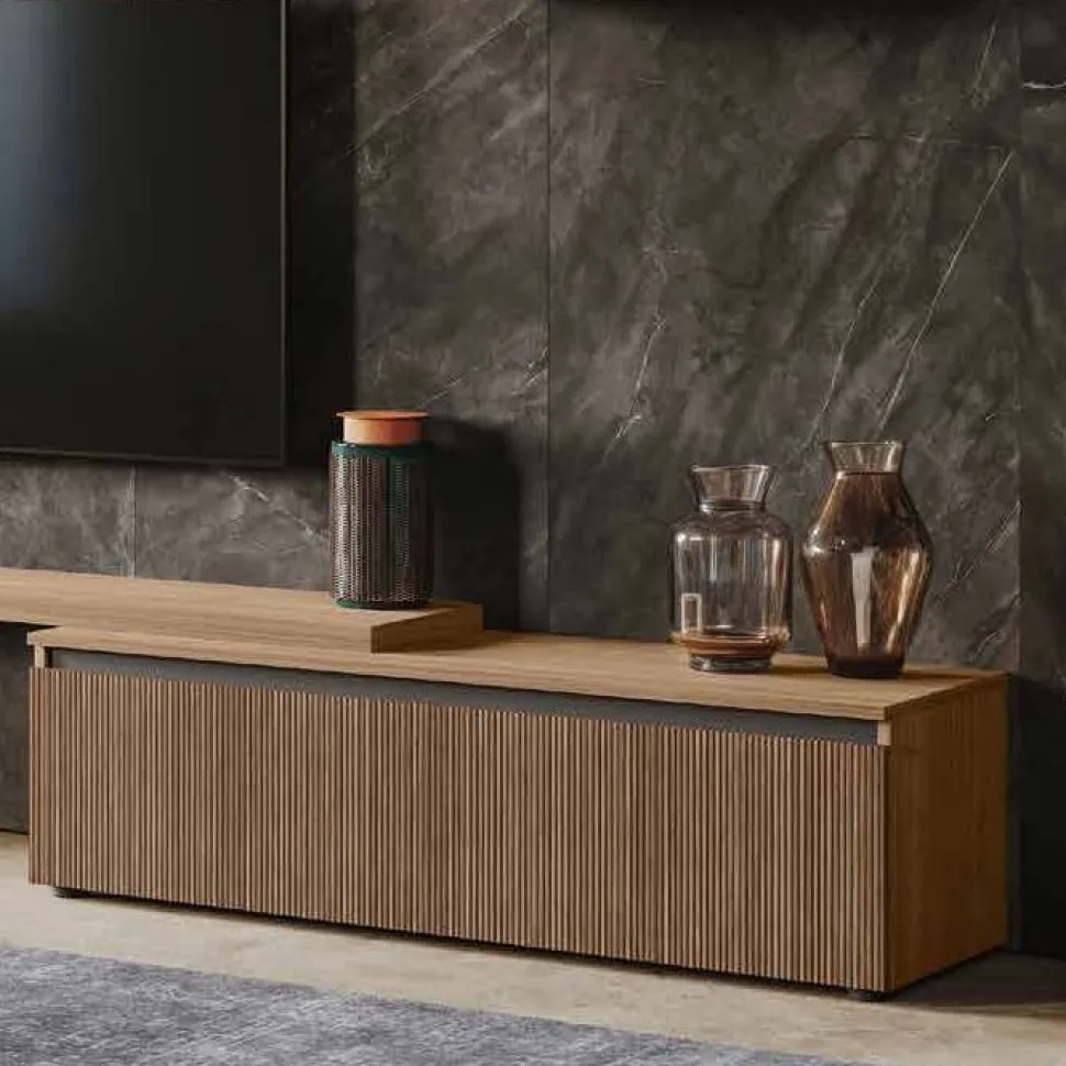 Base Porta Tv Bianco da 140 cm con 1 cassettone e maniglia a gola disponibile in vari colori