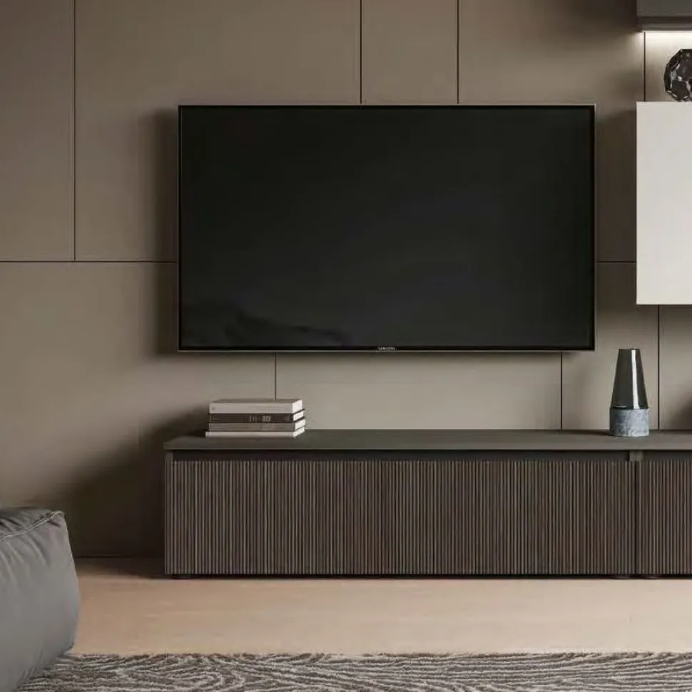 Base Porta Tv Bianco da 140 cm con 1 cassettone e maniglia a gola disponibile in vari colori