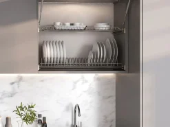 Braccetto per porta elevabile Thin, diametro 12 mm, con agganci, 5 kg, Acciaio e Tecnoplastica, Verniciato nichel opaco
