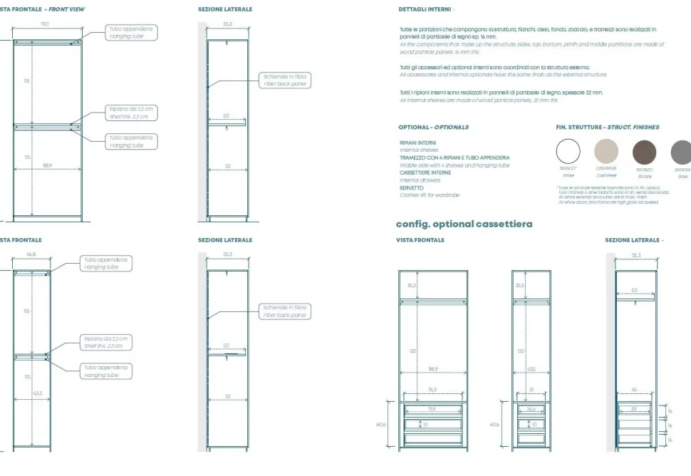 Cabina armadio angolare a vista finitura Bronzo disponibile in 4 colori
