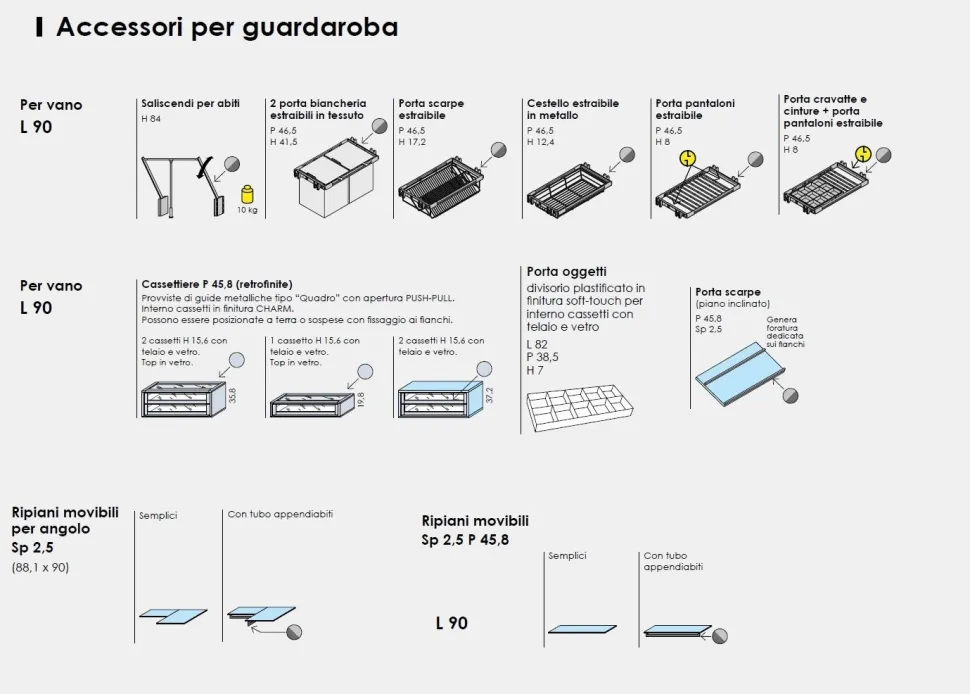Cabina Armadio angolare componibile con schienale Mike disponibile in 3 altezze e 26 colori