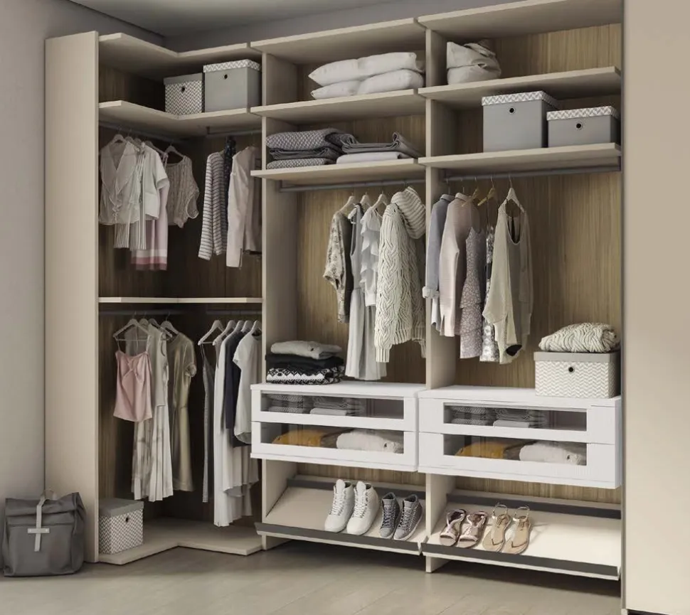 Cabina Armadio angolare componibile con schienale Mike disponibile in 3 altezze e 26 colori