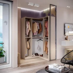 Cabina armadio a vista angolare componibile 145x240 finitura Bronzo disponibile in 4 colori