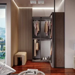 Cabina armadio a vista angolare componibile 145x240 finitura Bronzo disponibile in 4 colori