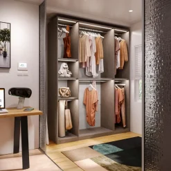 Cabina armadio lineare a vista L 183 finitura Cashmere disponibile in 4 colori