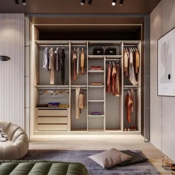 Cabina armadio lineare componibile 273x240h finitura Cashmere disponibile in 4 colori
