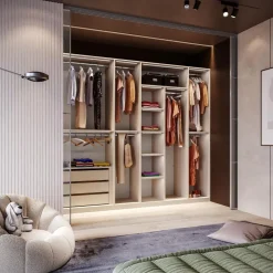 Cabina armadio lineare componibile 273x240h finitura Cashmere disponibile in 4 colori