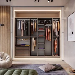 Cabina armadio lineare componibile 273x240h finitura Cashmere disponibile in 4 colori