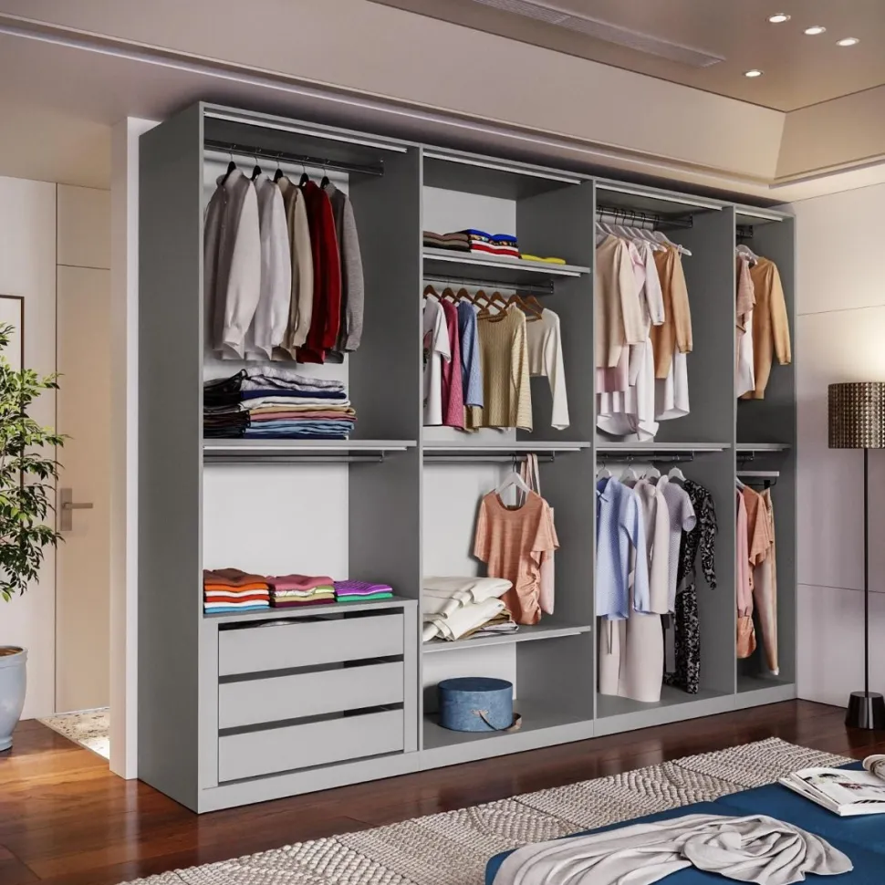 Cabina armadio lineare componibile 318x240h finitura Bronzo disponibile in 4 colori