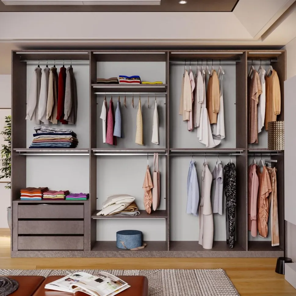 Cabina armadio lineare componibile 318x240h finitura Bronzo disponibile in 4 colori