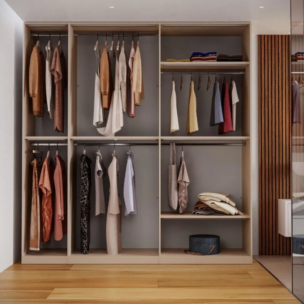 Cabina armadio lineare componibile 228x240h finitura Cashmere disponibile in 4 colori