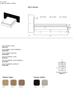 Camera matrimoniale con armadio scorrevole e letto cannettato in finitura Bronzo e Noce