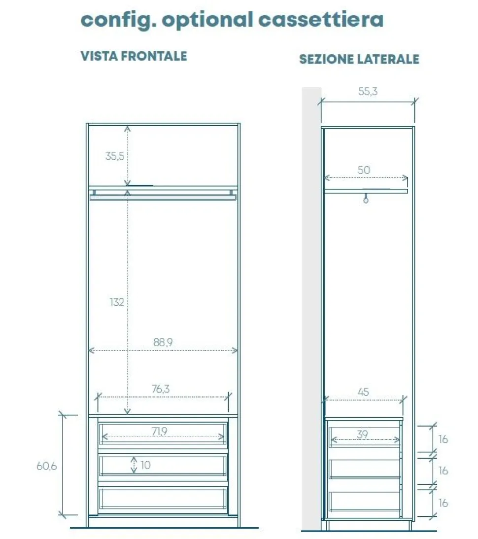 Camera matrimoniale con armadio battente Cloe linea Chèrie in finitura Bronzo e Rovere Mercure