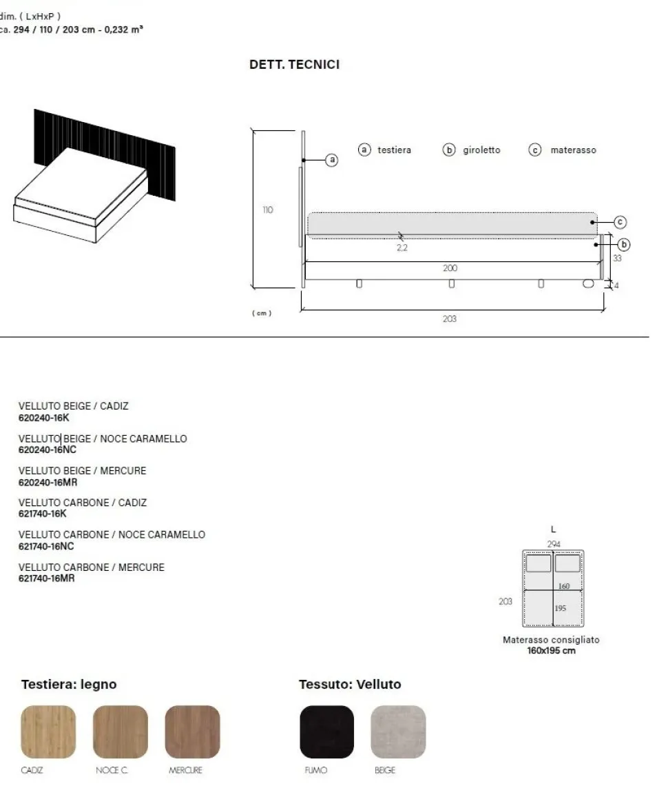 Camera matrimoniale moderna con armadio scorrevole e letto contenitore cannettato finitura Bronzo e Rovere Mercure