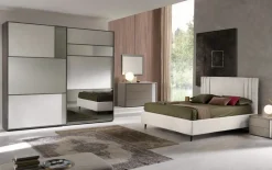 Camera matrimoniale Nives linea Domino finitura Grigio Londra e Calce