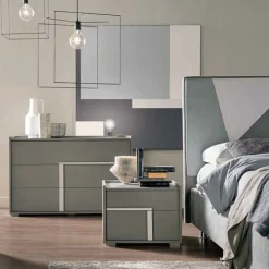 Camera matrimoniale Olga linea Domino finitura Grigio Londra e Cachemire