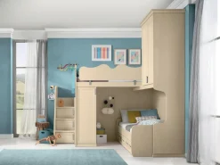 Cameretta angolare a soppalco Nina linea Omega disponibile in vari colori