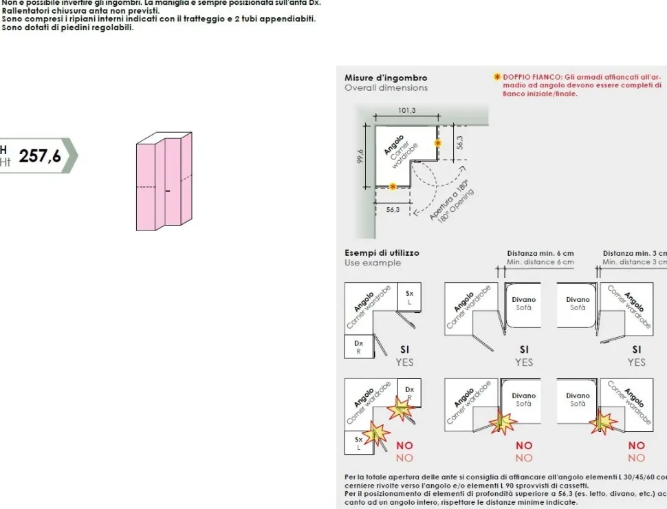 Cameretta a ponte angolare componibile in finitura Grigio Titanio in 15 colorazioni