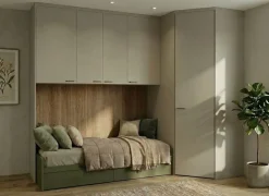 Cameretta a ponte con Cabina Armadio in Grigio Dorian e Verde Oliva componibile 15 colorazioni