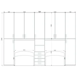Cameretta a ponte doppia Frido linea Colorfull finitura Bianco e Avio