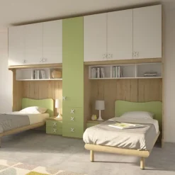 Cameretta a ponte doppia Mac linea Colorfull finitura Bianco e Salvia