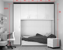 Cameretta a Ponte Moderna Componibile H 229cm (Colori, Altezze e Letto Personalizzabili)