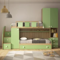 Cameretta a ponte Shelly linea Colorfull finitura Sedano e Salvia