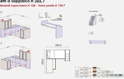 Cameretta a soppalco angolare Lisa linea Omega disponibile in vari colori