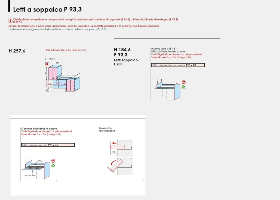 Cameretta a soppalco con corridoio disponibile in vari colori