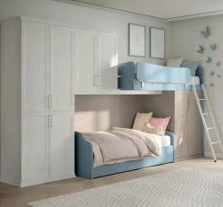 Cameretta a soppalco con rete a doghe ribaltabile Melania linea Omega disponibile in vari colori