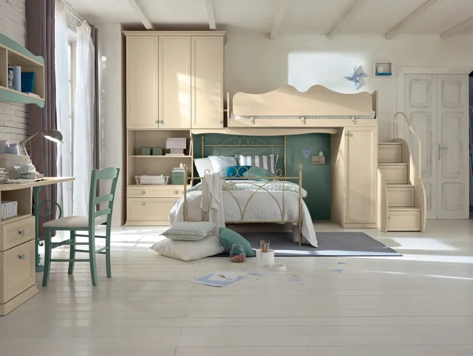 Cameretta a soppalco Giulia linea Omega disponibile in vari colori