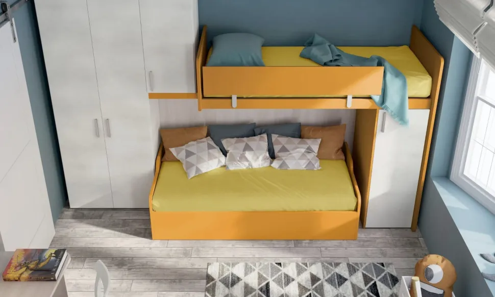 Cameretta a soppalco Luna linea Volo disponibile in 15 colori