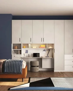 Cameretta completa con soppalco e armadio a ponte Personalizzabile Bianco Opaco e Gesso