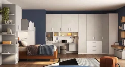 Cameretta completa con soppalco e armadio a ponte Personalizzabile Bianco Opaco e Gesso
