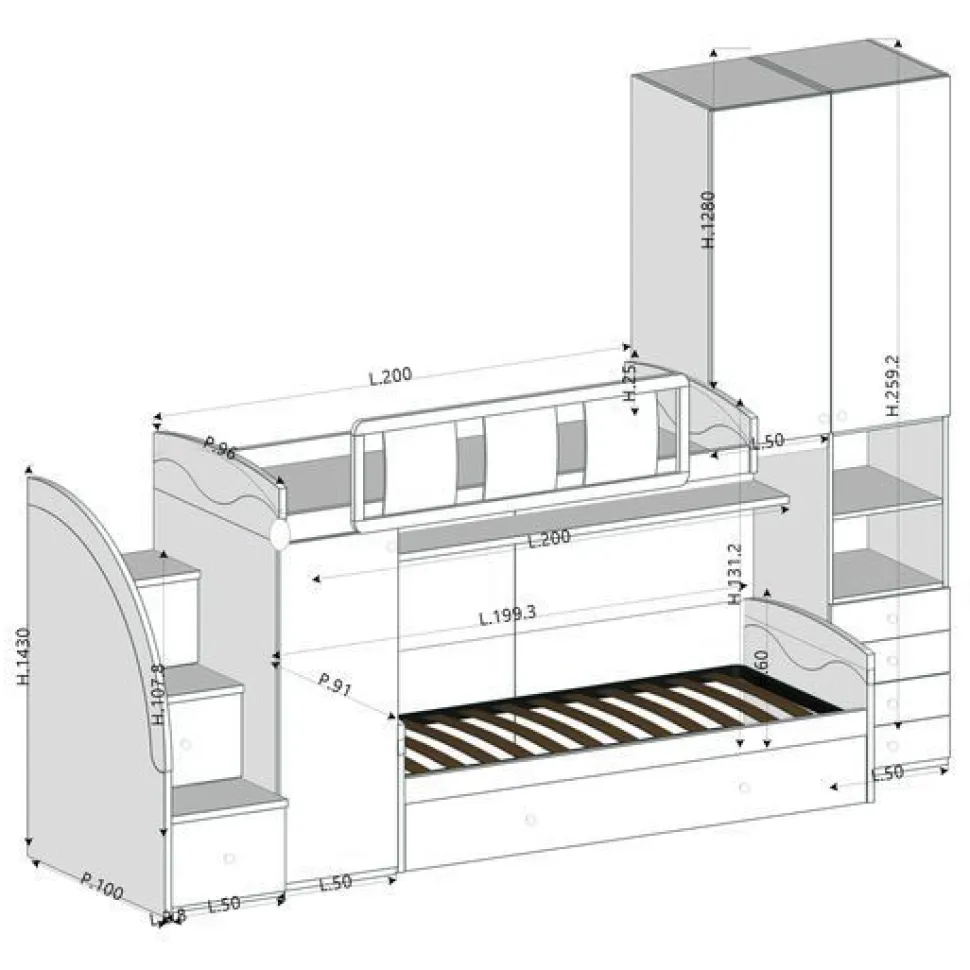 Cameretta completa doppia Banny Lite linea Colorfull