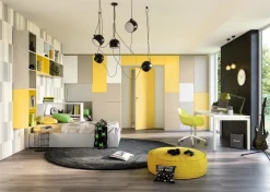 Cameretta completa Gabri linea Colorfull finitura Bianco, Tele, Visone e Giallo