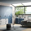 Cameretta completa moderna Denim Loft Bianco opaco e Blu Navy