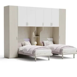 Cameretta David linea Fly finitura Cenere Wood, Bianco e Malva