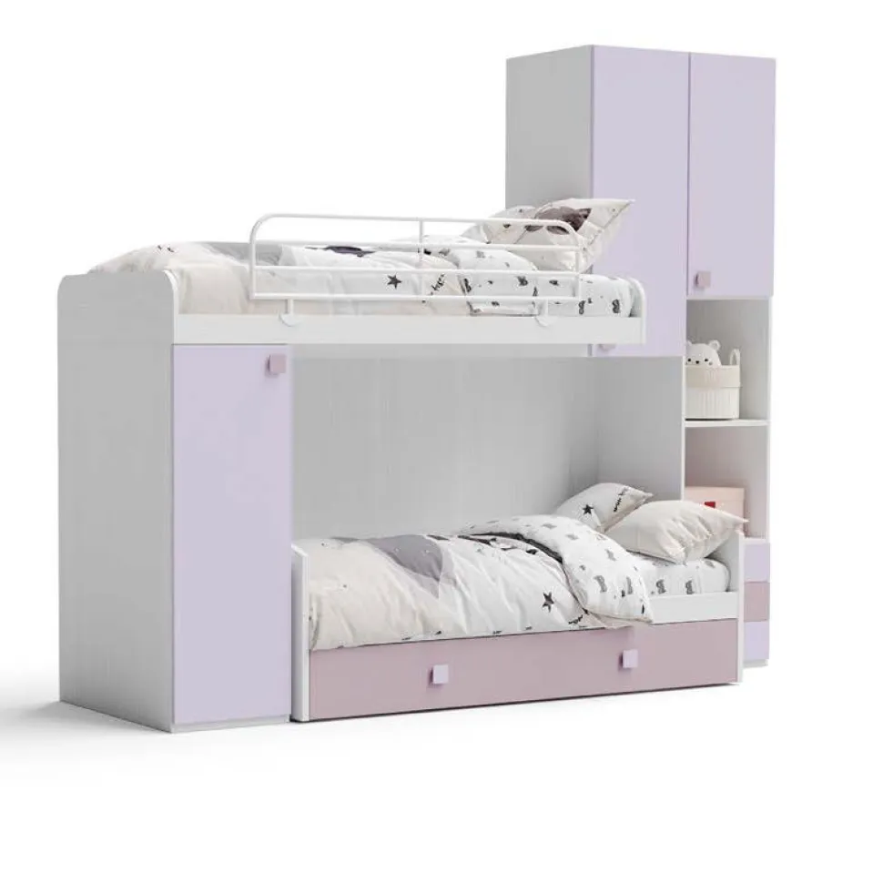 Cameretta Diana linea Fly finitura Nuvola Frassino, Malva e Quarzo