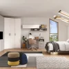 Cameretta modulare Smart Loft Grigio Gesso e Bianco Opaco con Zona Studio
