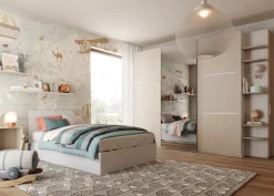 Cameretta Niko linea Fly finitura Nuvola frassino e Visone