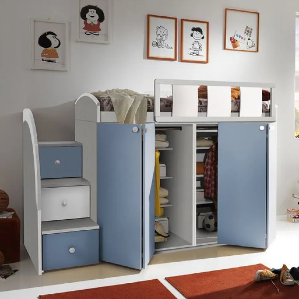 Cameretta Singola Completa Heidi - Colori Personalizzabili e Soppalco Inclinabile