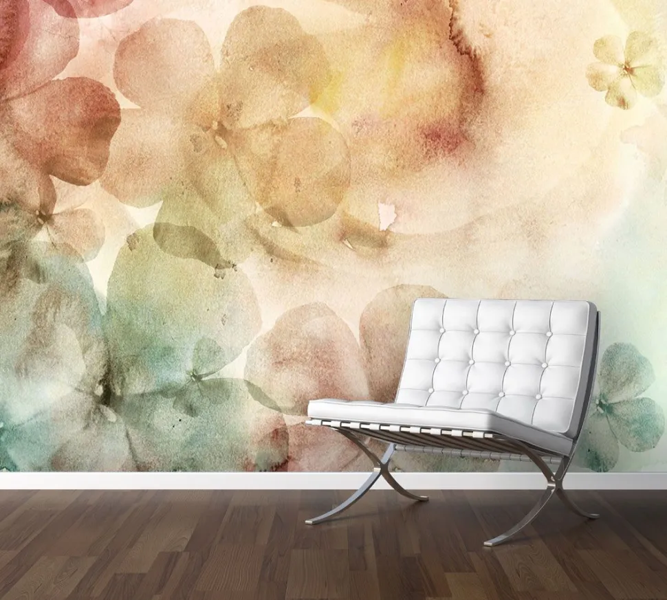 Carta da parati personalizzata floreale stile acquarello