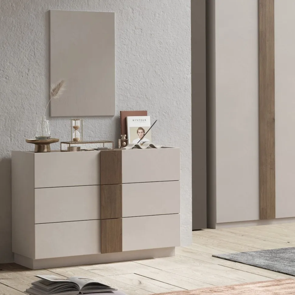 Cassettiera a 3 cassetti Cashmere e legno Mercure Terry