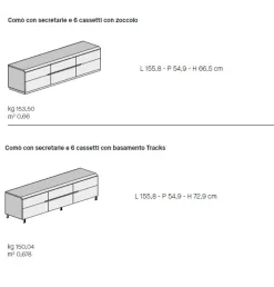 Cassettiera a 6 cassetti con piano estraibile con vano portaoggetti Argo disponibile in vari colori