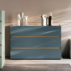 Cassettiera 3 cassetti con maniglia a gola Blu petrolio disponibile in vari colori