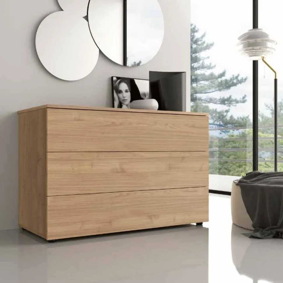 Cassettiera 3 cassetti senza maniglie Rovere Ego disponibile in vari colori