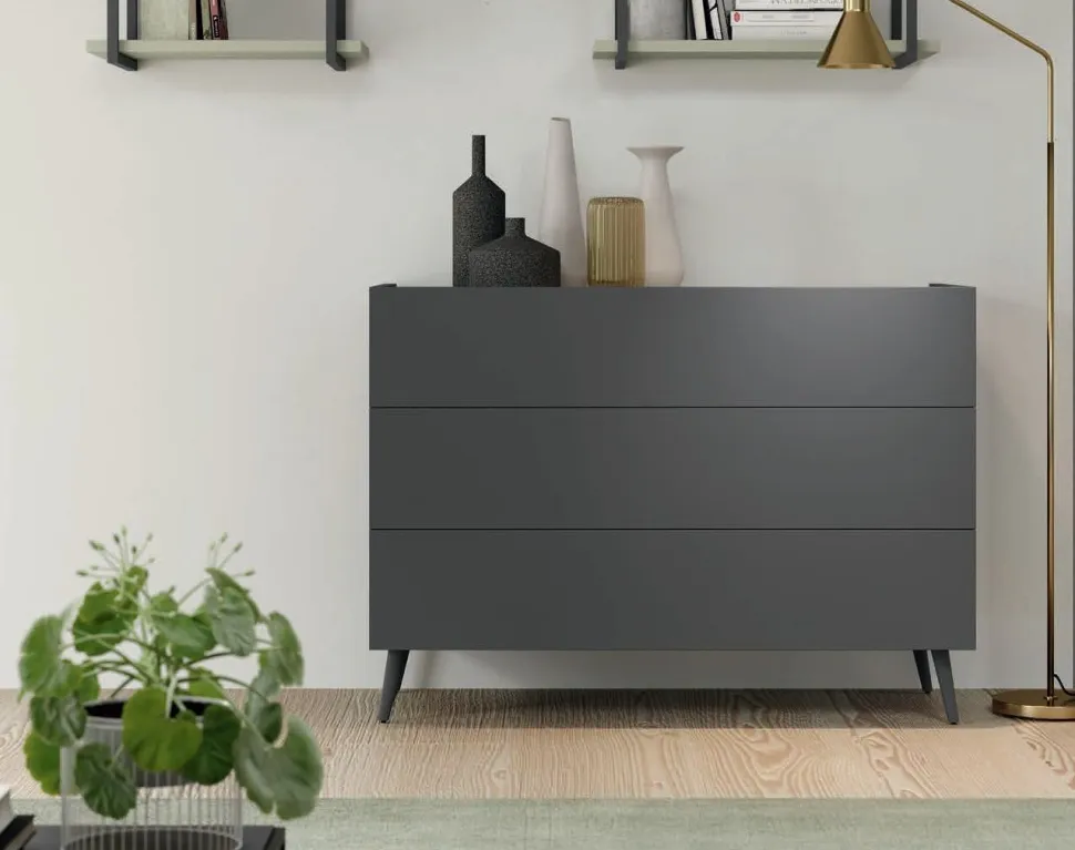 Cassettiera con 3 cassetti senza maniglia modello Alex Linea Lotto disponibile in 16 colori