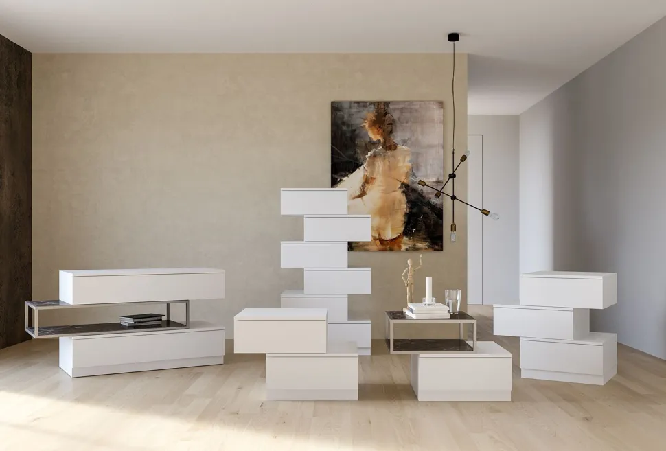 Cassettiera Equal 6 cassetti Linea New Season finitura Bianco Frassino