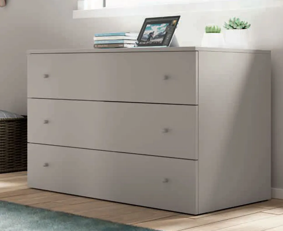 Cassettiera moderna 3 cassetti Bianco opaco Mister disponibile in 2 misure e vari colori